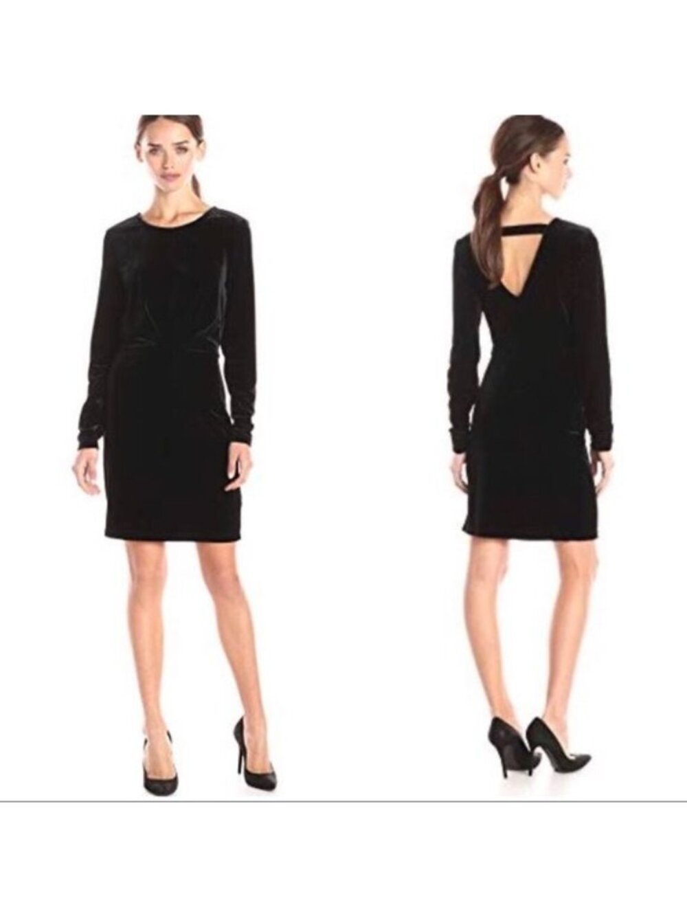 Olive & Oak black Velvet Vback cocktail mini dress size Large